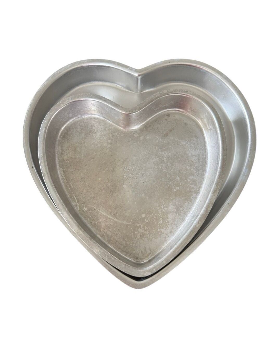 70s Vintage Wilton Heart Shaped Cale Pan Set Two Tier aluminum 6” and 8.5”